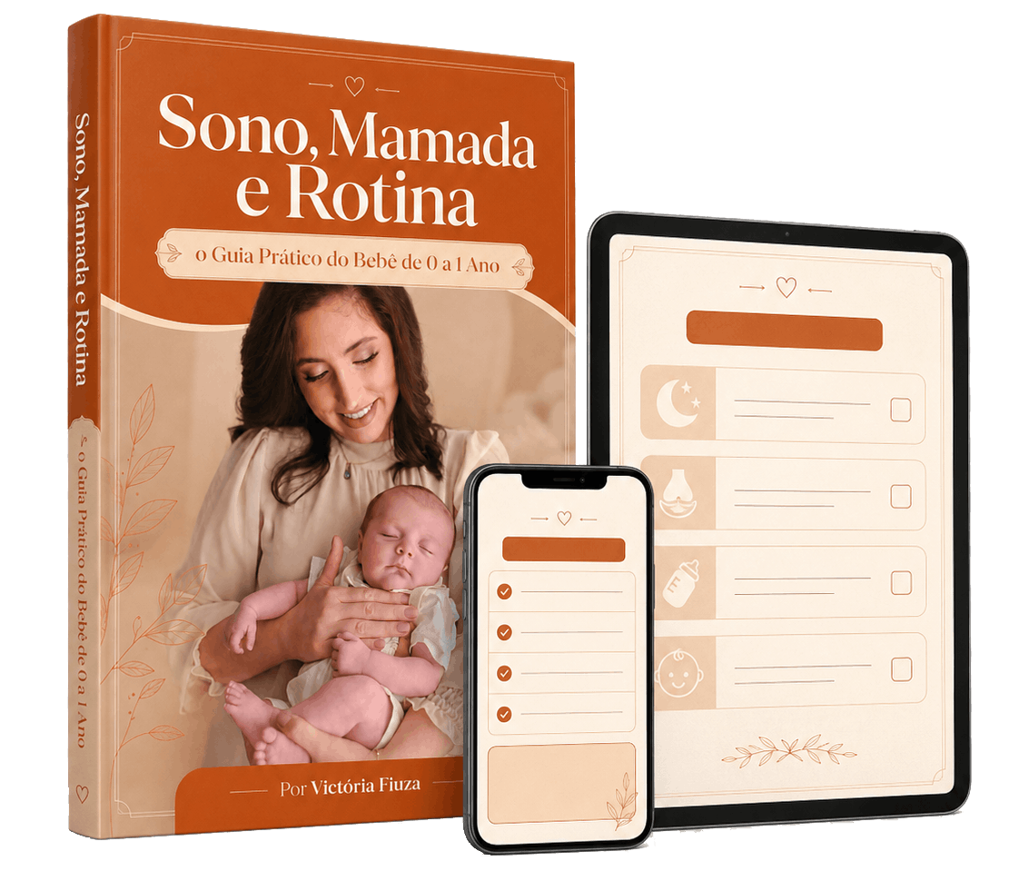 Mockup do ebook Sono, Mamada e Rotina com celular e tablet